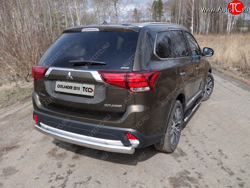 19 299 р. Защита заднего бампера (овальная) ТСС (нержавейка d75х42 мм)  Mitsubishi Outlander  GF (2015-2018) 2-ой рестайлинг  с доставкой в г. Омск