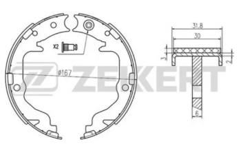 2 699 р. Колодки задние барабанного тормоза ZEKKERT Mitsubishi Outlander CW0W рестайлинг (2009-2012)  с доставкой в г. Омск. Увеличить фотографию 1