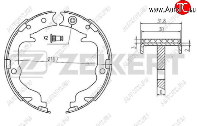 2 699 р. Колодки задние барабанного тормоза ZEKKERT Mitsubishi Outlander CW0W рестайлинг (2009-2012)  с доставкой в г. Омск