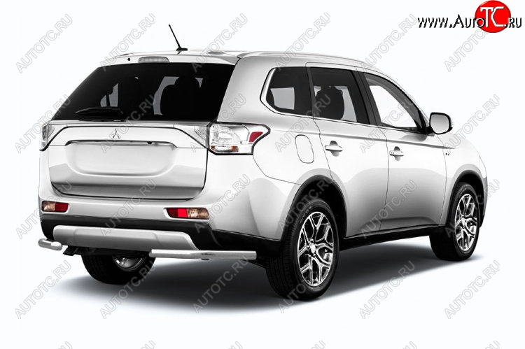 7 849 р. Защита заднего бампера Slitkoff (Ø 57 мм)  Mitsubishi Outlander  GF (2015-2018) 2-ой рестайлинг (Нержавеющая сталь)  с доставкой в г. Омск