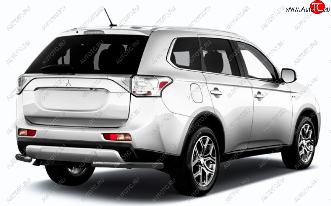 5 499 р. Защита заднего бампера Slitkoff (Ø 57 мм)  Mitsubishi Outlander  GF (2015-2018) 2-ой рестайлинг (Сталь с полимерным покрытием. Цвет: черный)  с доставкой в г. Омск