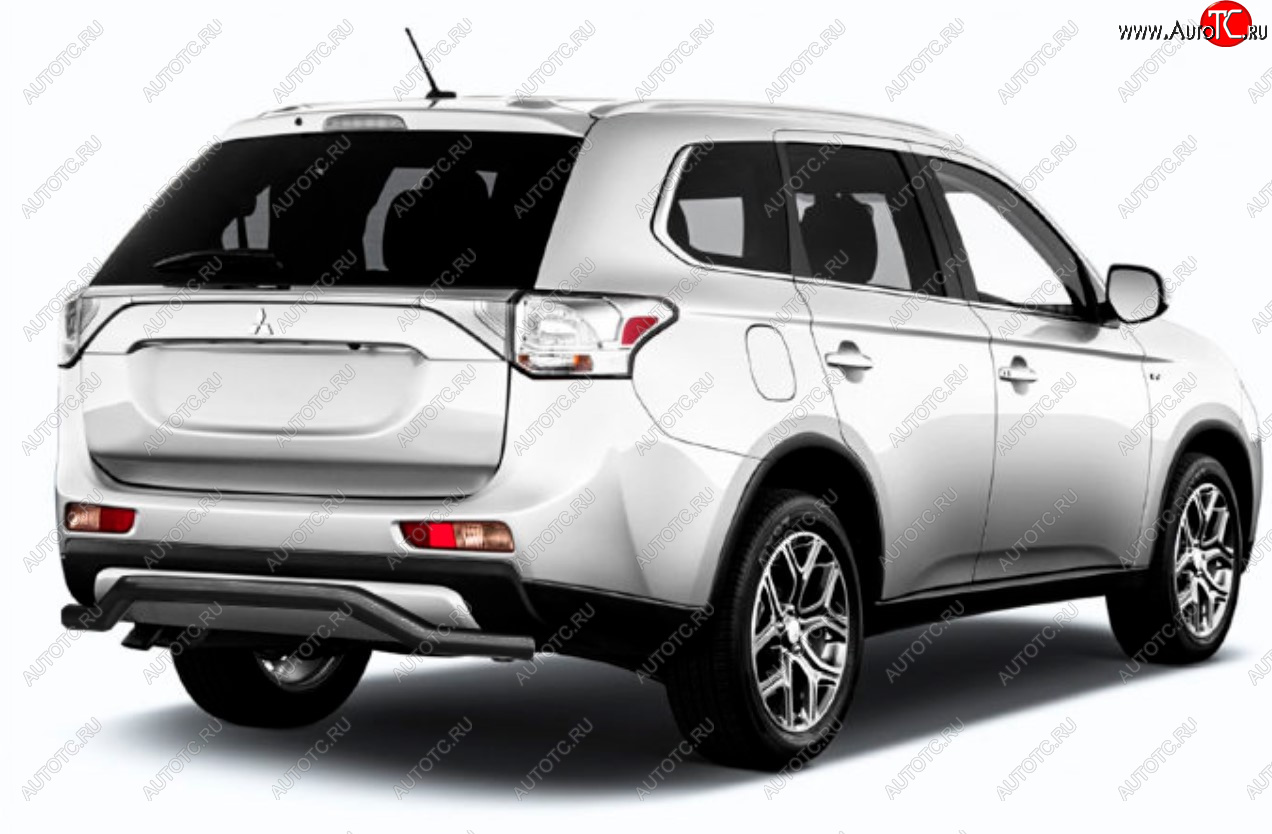 7 249 р. Защита заднего бампера Slitkoff (Ø 57, волна)  Mitsubishi Outlander  GF (2014-2016) 1-ый рестайлинг (Сталь с полимерным покрытием. Цвет: черный)  с доставкой в г. Омск