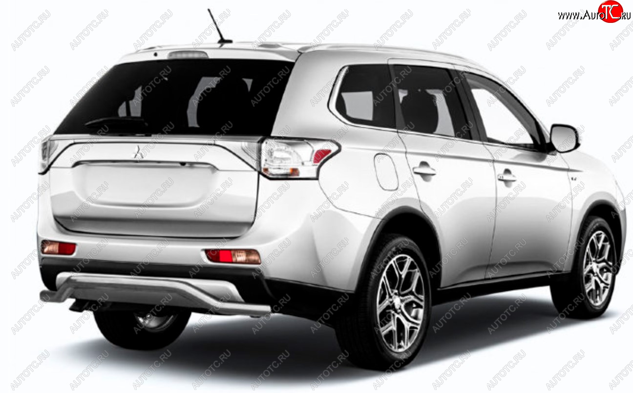 7 249 р. Защита заднего бампера Slitkoff (Ø 57, волна)  Mitsubishi Outlander  GF (2014-2016) 1-ый рестайлинг (Сталь с полимерным покрытием. Цвет: серебристый)  с доставкой в г. Омск