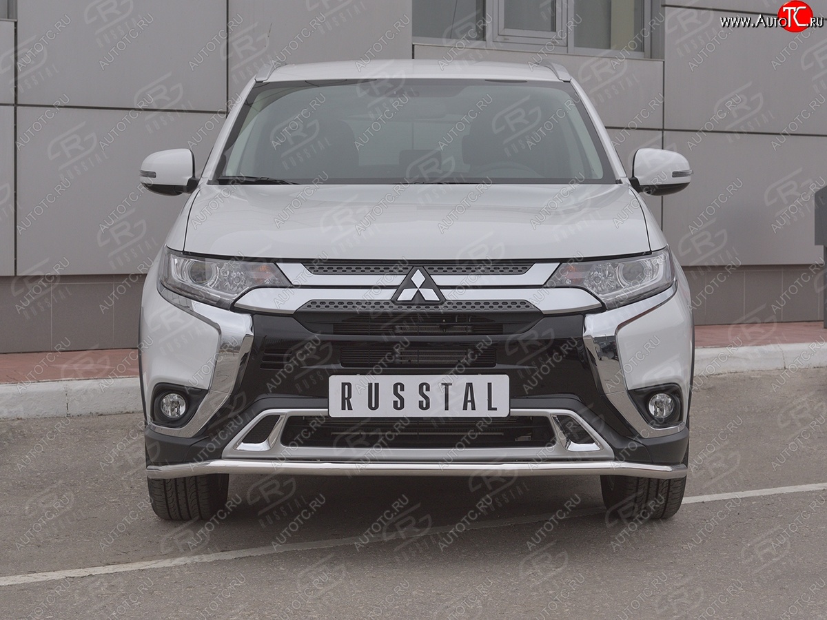 12 949 р. Защита переднего бампера (Ø42 мм, нержавейка) SLITKOFF Mitsubishi Outlander GF 3-ий рестайлинг (2018-2022)  с доставкой в г. Омск