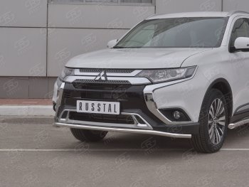 12 949 р. Защита переднего бампера (Ø42 мм, нержавейка) SLITKOFF Mitsubishi Outlander GF 3-ий рестайлинг (2018-2022)  с доставкой в г. Омск. Увеличить фотографию 2