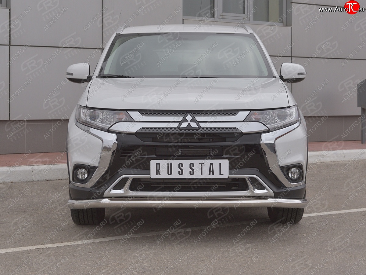 13 349 р. Защита переднего бампера (Ø 63 мм, нержавейка) SLITKOFF Mitsubishi Outlander GF 3-ий рестайлинг (2018-2022)  с доставкой в г. Омск