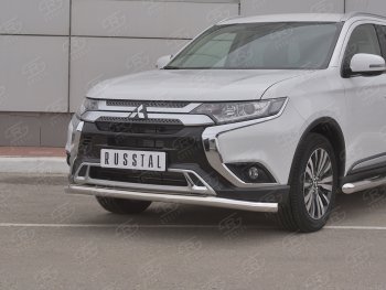 13 349 р. Защита переднего бампера (Ø 63 мм, нержавейка) SLITKOFF Mitsubishi Outlander GF 3-ий рестайлинг (2018-2022)  с доставкой в г. Омск. Увеличить фотографию 2