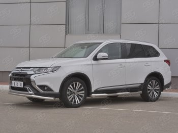 13 349 р. Защита переднего бампера (Ø 63 мм, нержавейка) SLITKOFF Mitsubishi Outlander GF 3-ий рестайлинг (2018-2022)  с доставкой в г. Омск. Увеличить фотографию 3