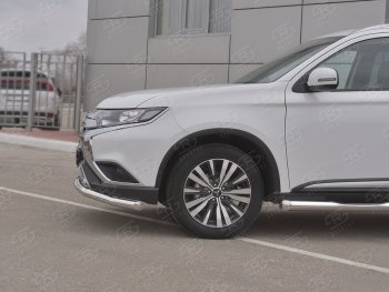 13 349 р. Защита переднего бампера (Ø 63 мм, нержавейка) SLITKOFF Mitsubishi Outlander GF 3-ий рестайлинг (2018-2022)  с доставкой в г. Омск. Увеличить фотографию 4