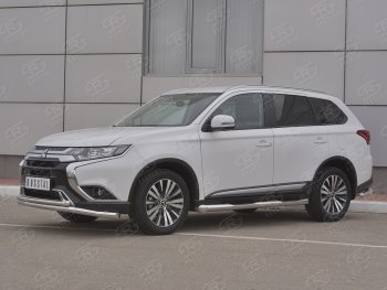 15 449 р. Защита переднего бампера (2 трубы Ø63 и 42 мм, нержавейка) SLITKOFF Mitsubishi Outlander GF 3-ий рестайлинг (2018-2022)  с доставкой в г. Омск. Увеличить фотографию 2