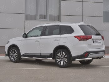 10 999 р. Защита заднего бампера (Ø63 мм уголки, нержавейка) SLITKOFF  Mitsubishi Outlander  GF (2018-2022) 3-ий рестайлинг  с доставкой в г. Омск. Увеличить фотографию 2