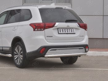 13 349 р. Защита заднего бампера (Ø63 мм, нержавейка) SLITKOFF  Mitsubishi Outlander  GF (2018-2022) 3-ий рестайлинг  с доставкой в г. Омск. Увеличить фотографию 2