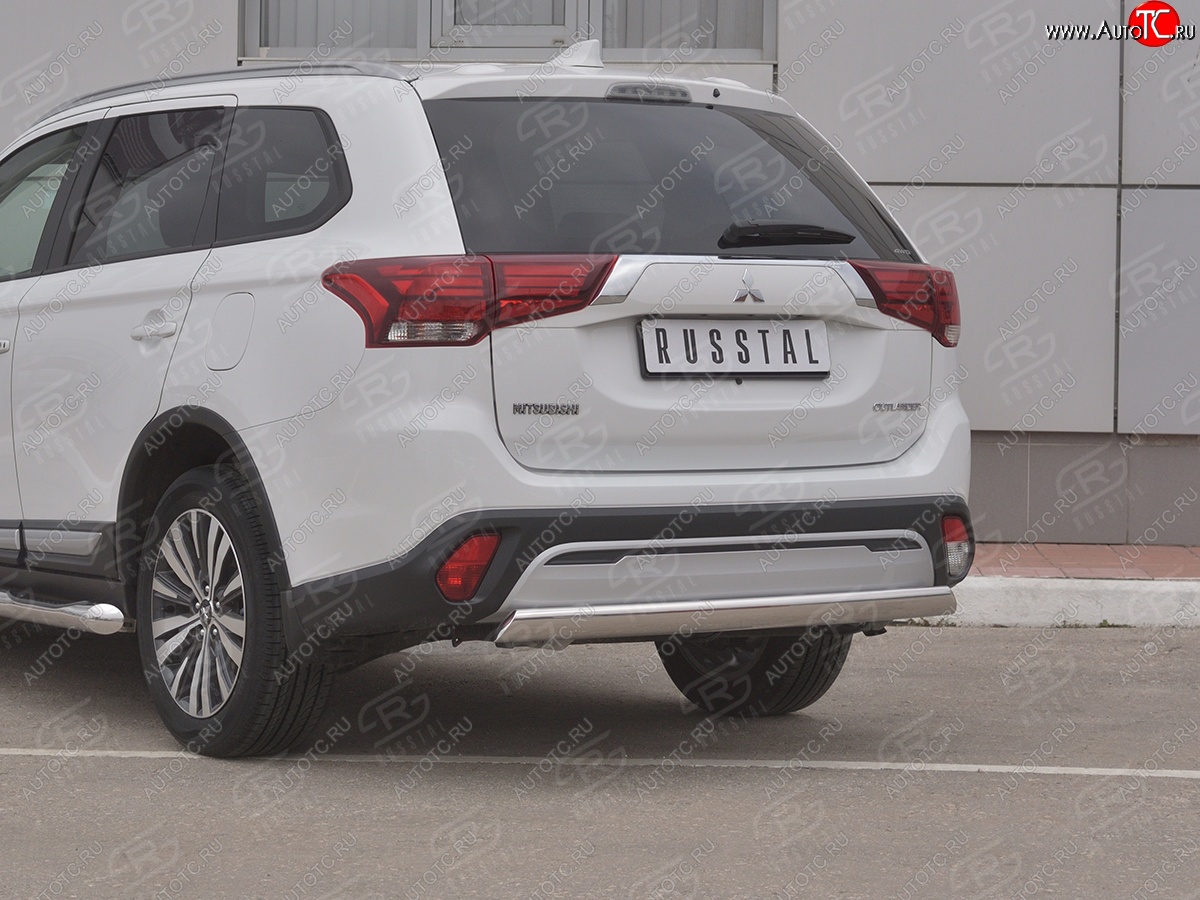 15 999 р. Защита заднего бампера (Ø75x42 мм, нержавейка) Russtal Mitsubishi Outlander GF 3-ий рестайлинг (2018-2022)  с доставкой в г. Омск