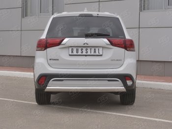 15 999 р. Защита заднего бампера (Ø75x42 мм, нержавейка) Russtal Mitsubishi Outlander GF 3-ий рестайлинг (2018-2022)  с доставкой в г. Омск. Увеличить фотографию 2