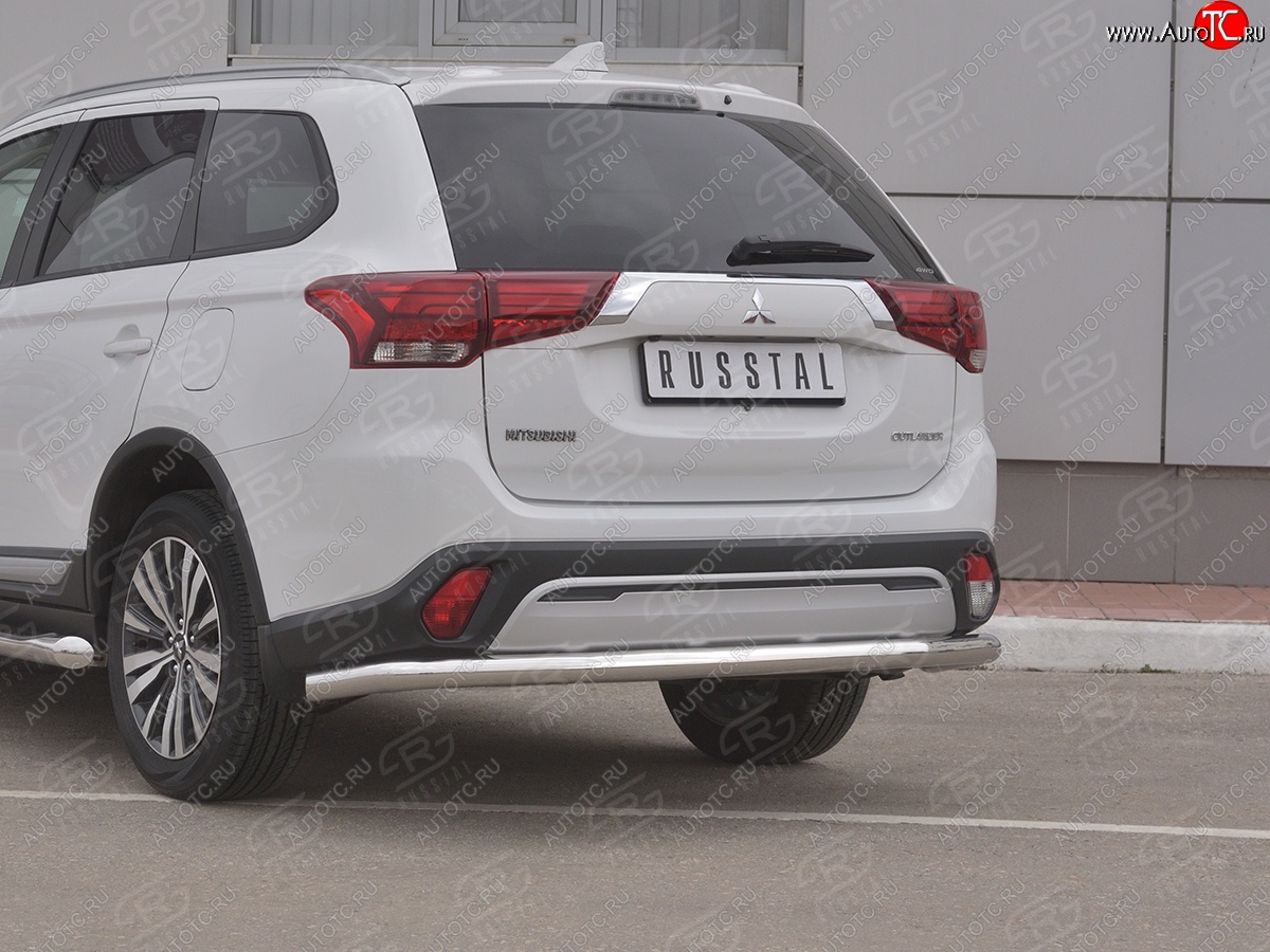 14 799 р. Защита заднего бампера (Ø63 мм, нержавейка) RUSSTAL  Mitsubishi Outlander  GF (2018-2022) 3-ий рестайлинг  с доставкой в г. Омск