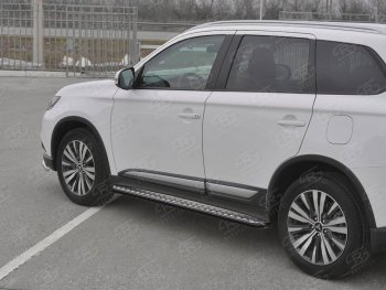 Порожки для ног Russtal (Ø42 мм) Mitsubishi Outlander GF 3-ий рестайлинг (2018-2022)