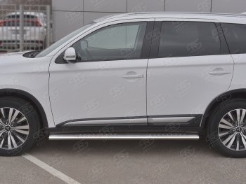 31 649 р. Защита порогов (Ø120x60 мм с проступью, нержавейка) Russtal Mitsubishi Outlander GF 3-ий рестайлинг (2018-2022)  с доставкой в г. Омск. Увеличить фотографию 2