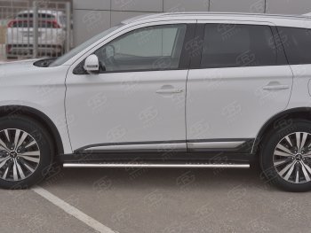 21 749 р. Защита порогов (Ø75x42 мм с проступью, нержавейка) Russtal Mitsubishi Outlander GF 3-ий рестайлинг (2018-2022)  с доставкой в г. Омск. Увеличить фотографию 2