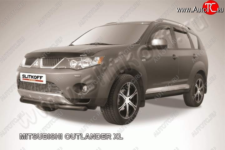 8 299 р. Защита переднего бампер Slitkoff  Mitsubishi Outlander  XL (2005-2009) (CW)  дорестайлинг (Цвет: серебристый)  с доставкой в г. Омск