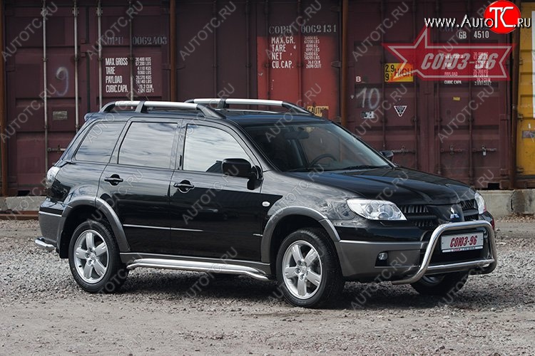 10 079 р. Защита переднего бампера Souz-96 (d60) Mitsubishi Outlander CU (2003-2009)  с доставкой в г. Омск