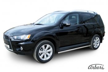 Защита штатных порогов Arbori (нержавейка, d57 mm). Mitsubishi Outlander XL (CW)  рестайлинг (2010-2013)