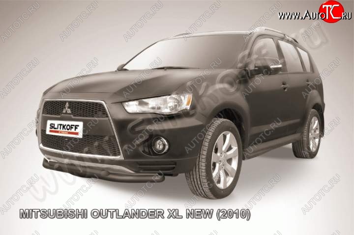 8 199 р. Защита переднего бампер Slitkoff  Mitsubishi Outlander  XL (2010-2013) (CW)  рестайлинг (Цвет: серебристый)  с доставкой в г. Омск