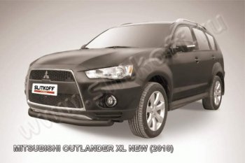 6 999 р. защита переднего бампера Slitkoff Mitsubishi Outlander XL (CW)  рестайлинг (2010-2013) (Цвет: серебристый)  с доставкой в г. Омск. Увеличить фотографию 1