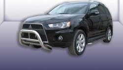 28 999 р. Усиленная защита переднего бампера из трубы диаметром 76 мм Slitkoff  Mitsubishi Outlander  XL (2010-2013) (CW)  рестайлинг (Нержавейка, Полированная)  с доставкой в г. Омск. Увеличить фотографию 1