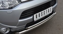 14 999 р. Защита переднего бампера (2 трубыØ63 и 42 мм, нержавейка) SLITKOFF Mitsubishi Outlander GF дорестайлинг (2012-2014)  с доставкой в г. Омск. Увеличить фотографию 2