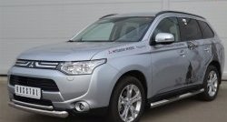 15 599 р. Защита переднего бампера (2 трубыØ76 и 42 мм, нержавейка) SLITKOFF  Mitsubishi Outlander  GF (2012-2014) дорестайлинг  с доставкой в г. Омск. Увеличить фотографию 2