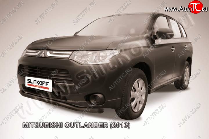 10 599 р. Защита переднего бампера Slitkoff (57мм)  Mitsubishi Outlander  GF (2012-2014) дорестайлинг (Цвет: серебристый)  с доставкой в г. Омск