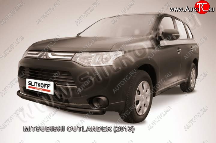 8 699 р. Защита переднего бампер Slitkoff Mitsubishi Outlander GF дорестайлинг (2012-2014) (Цвет: серебристый)  с доставкой в г. Омск