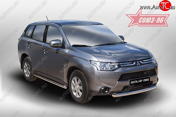 13 274 р. Защита переднего бампера одинарная Souz-96 (d76) Mitsubishi Outlander GF дорестайлинг (2012-2014)  с доставкой в г. Омск