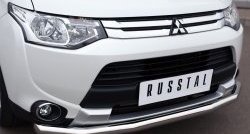 13 249 р. Одинарная защита переднего бампера диаметром 63 мм SLITKOFF  Mitsubishi Outlander  GF (2014-2016) 1-ый рестайлинг  с доставкой в г. Омск. Увеличить фотографию 2