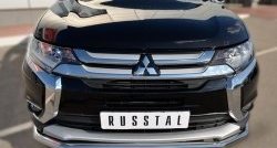 12 799 р. Одинарная защита переднего бампера диаметром 63 мм SLITKOFF  Mitsubishi Outlander  GF (2015-2018) 2-ой рестайлинг  с доставкой в г. Омск. Увеличить фотографию 2