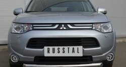 13 349 р. Одинарная защита переднего бампера диаметром 76 мм SLITKOFF  Mitsubishi Outlander  GF (2012-2014) дорестайлинг  с доставкой в г. Омск. Увеличить фотографию 3