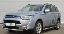 13 349 р. Одинарная защита переднего бампера диаметром 76 мм SLITKOFF  Mitsubishi Outlander  GF (2012-2014) дорестайлинг  с доставкой в г. Омск. Увеличить фотографию 4