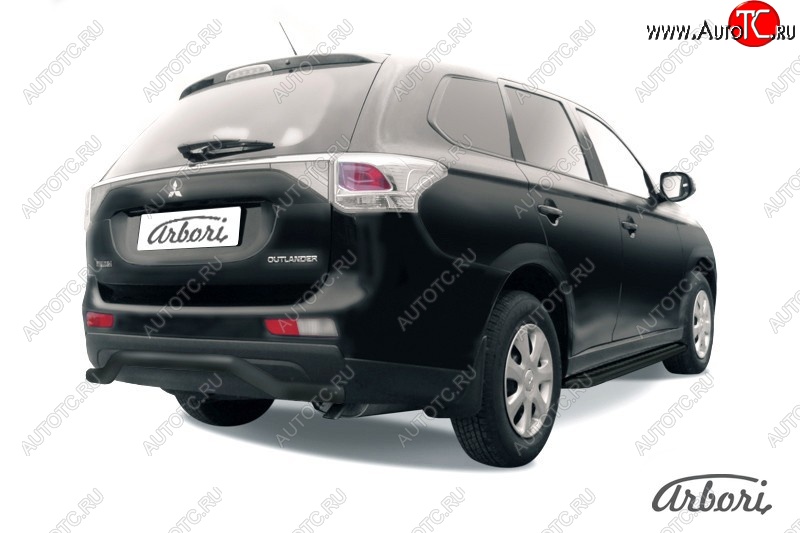 6 209 р. Защита заднего бампера Arbori (волна, черная, 1 труба d57 mm). Mitsubishi Outlander GF дорестайлинг (2012-2014)  с доставкой в г. Омск