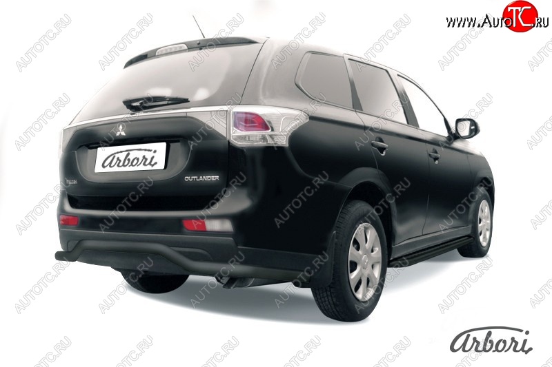 6 929 р. Защита заднего бампера Arbori (длинная, черная, 1 труба d57 mm). Mitsubishi Outlander GF дорестайлинг (2012-2014)  с доставкой в г. Омск