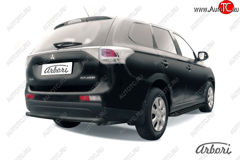 5 399 р. Защита заднего бампера Arbori (уголки, черная, 1 труба d57 mm). Mitsubishi Outlander GF дорестайлинг (2012-2014)  с доставкой в г. Омск