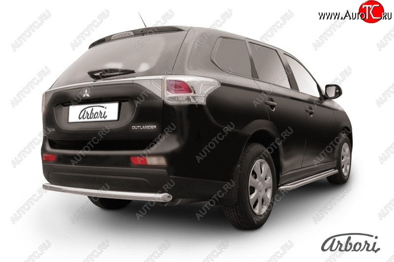 8 909 р. Защита заднего бампера Arbori (нержавейка, 1 труба d57 mm). Mitsubishi Outlander GF дорестайлинг (2012-2014)  с доставкой в г. Омск