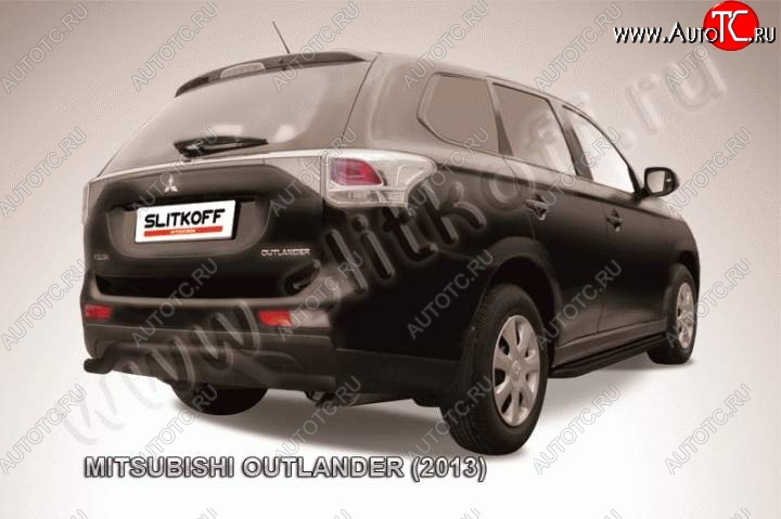 7 299 р. Защита задняя Slitkoff Mitsubishi Outlander GF дорестайлинг (2012-2014) (Цвет: серебристый)  с доставкой в г. Омск