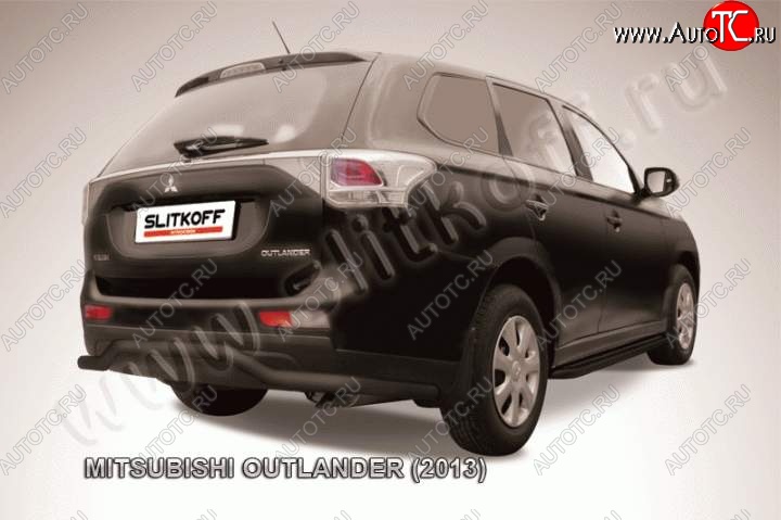 8 249 р. Защита задняя Slitkoff  Mitsubishi Outlander  GF (2012-2014) дорестайлинг (Цвет: серебристый)  с доставкой в г. Омск