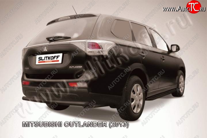 5 499 р. Защита задняя Slitkoff  Mitsubishi Outlander  GF (2012-2014) дорестайлинг (Цвет: серебристый)  с доставкой в г. Омск