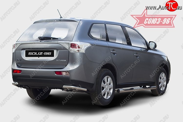 7 784 р. Защита заднего бампера из боковых уголков диаметром 42 мм SOUZ-96 Mitsubishi Outlander GF дорестайлинг (2012-2014)  с доставкой в г. Омск