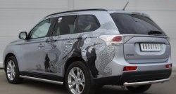 12 349 р. Одинарная защита заднего бампера из трубы диаметром 63 мм SLITKOFF  Mitsubishi Outlander  GF (2012-2014) дорестайлинг  с доставкой в г. Омск. Увеличить фотографию 4