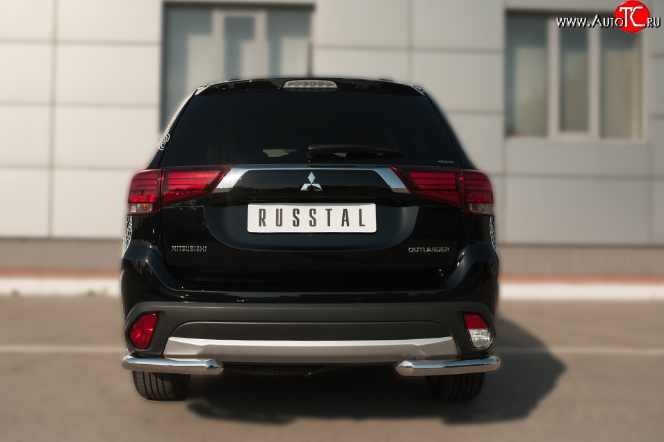 11 349 р. Защита заднего бампера (Ø63 мм уголки, нержавейка) SLITKOFF  Mitsubishi Outlander  GF (2014-2016) 1-ый рестайлинг  с доставкой в г. Омск