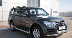 13 949 р. Защита порогов из круглой трубы диаметром 42 мм SLITKOFF  Mitsubishi Pajero  4 V90 (2014-2020) 2-ой рестайлинг  с доставкой в г. Омск. Увеличить фотографию 4