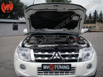 4 099 р. Упор капота MV-Tuning (двойной) Mitsubishi Pajero 4 V80 дорестайлинг (2006-2011)  с доставкой в г. Омск. Увеличить фотографию 3