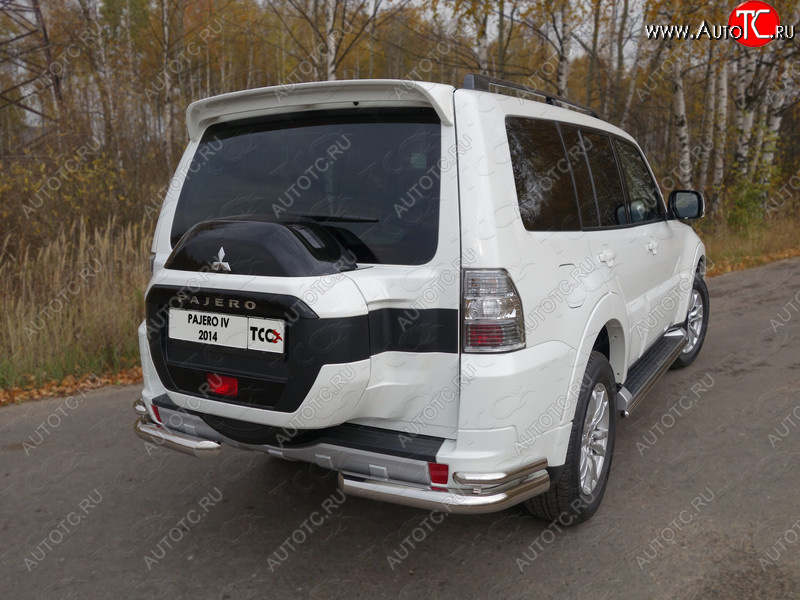 26 499 р. Защита заднего бампера (уголки двойные) ТСС 76,1/42,4 мм  Mitsubishi Pajero  4 V90 (2014-2020) 2-ой рестайлинг  с доставкой в г. Омск